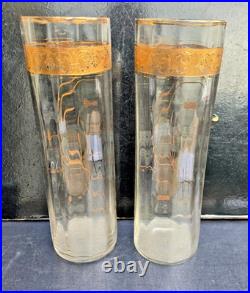 Grande Paire De Vases Baccarat Saint Louis Ou Autres Decor Givré Et Doré Ht. 36cm