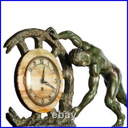 Grande Sculpture Horloge Chronos Fayral Pierre Le Faguays Le Verrier Art Deco