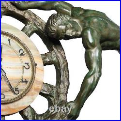 Grande Sculpture Horloge Chronos Fayral Pierre Le Faguays Le Verrier Art Deco