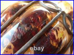 Grosse verrerie art nouveau de schneider, avec sa monture en metal, signée, H205mm