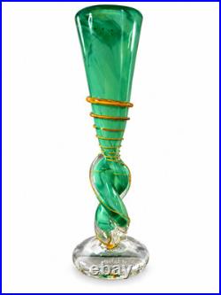 Guy Untrauer Vase en verre soufflé signé daté 1990 H 27 cm Art Glass