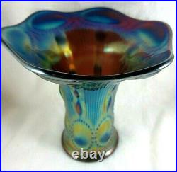 IMPERIAL CARNIVAL GLASS Vase verre irisés électrolytique U. S. A 1910