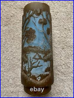 Important Vase En Pte De Verre Signé Gallé Tip