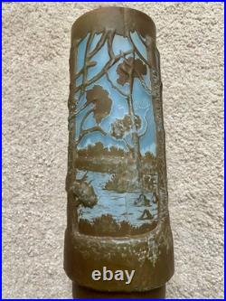 Important Vase En Pte De Verre Signé Gallé Tip