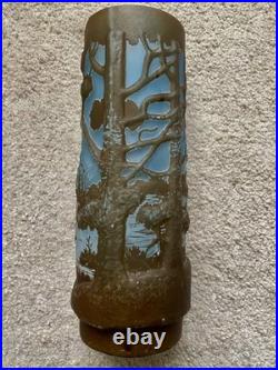 Important Vase En Pte De Verre Signé Gallé Tip