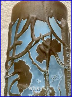 Important Vase En Pte De Verre Signé Gallé Tip