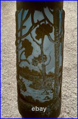 Important Vase En Pte De Verre Signé Gallé Tip