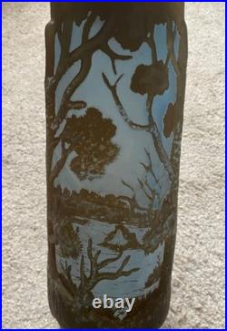 Important Vase En Pte De Verre Signé Gallé Tip