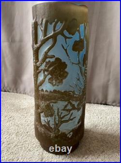 Important Vase En Pte De Verre Signé Gallé Tip