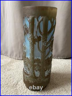 Important Vase En Pte De Verre Signé Gallé Tip