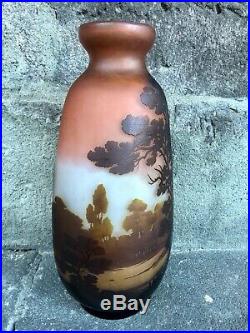 Important vase de Gallé, 43 cm décor Lacustre