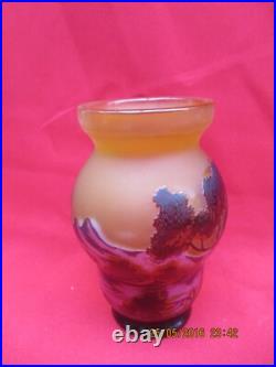 Intéressant Vase signé GALLE à décor de végétaux dégagés à l'acide