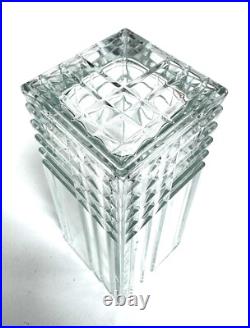 Italie Vase carré en cristal moulé 23 cm