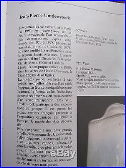 Jean Pierre Umdenstock Vase En Verre Date 2.1982 Et Signe Gravee Au Culot