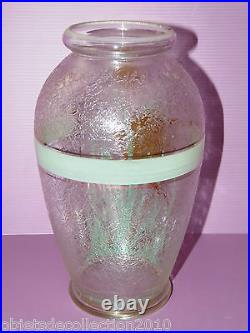 JOLI VASE ART DECO MODA DAUM DEGAGE ACIDE émaillé et dorure SCALERES AQUARIUM