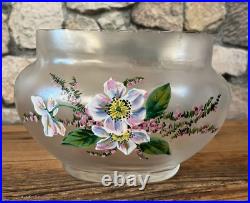 JOLI vase en verre artisanal décor floral peint, émaillé typique art déco 1900