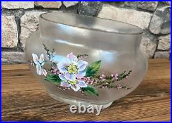 JOLI vase en verre artisanal décor floral peint, émaillé typique art déco 1900