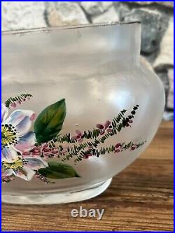 JOLI vase en verre artisanal décor floral peint, émaillé typique art déco 1900