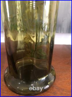 JOLIE PAIRE DE VASES EN VERRE ÉMAILLÉ (accident sur un) PAVOTS LEGRAS