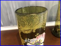 JOLIE PAIRE DE VASES EN VERRE ÉMAILLÉ (accident sur un) PAVOTS LEGRAS