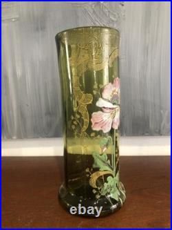JOLIE PAIRE DE VASES EN VERRE ÉMAILLÉ (accident sur un) PAVOTS LEGRAS
