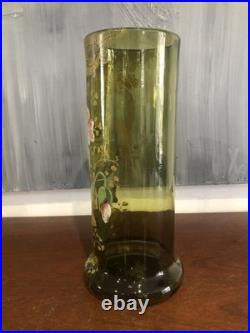 JOLIE PAIRE DE VASES EN VERRE ÉMAILLÉ (accident sur un) PAVOTS LEGRAS