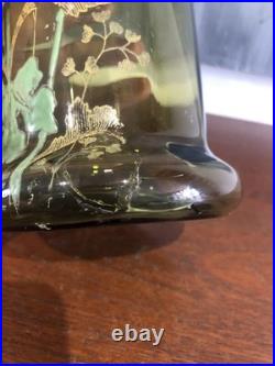 JOLIE PAIRE DE VASES EN VERRE ÉMAILLÉ (accident sur un) PAVOTS LEGRAS