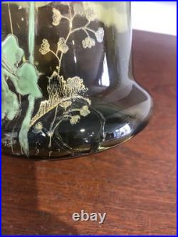 JOLIE PAIRE DE VASES EN VERRE ÉMAILLÉ (accident sur un) PAVOTS LEGRAS