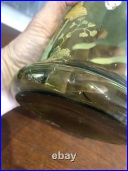 JOLIE PAIRE DE VASES EN VERRE ÉMAILLÉ (accident sur un) PAVOTS LEGRAS
