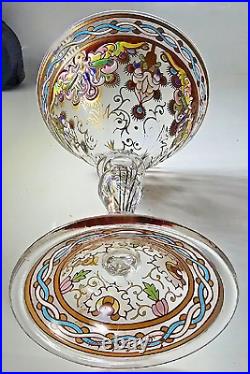 Jacques Philippe IMBERTON + APPERT FRÈRES ANCIEN VERRE SOUFFLÉ ÉMAILLÉ SIGNÉ 19è