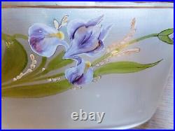 Jardinière en verre a décor d'iris émaillé