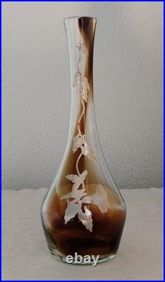 Jean-Claude NOVARO Vase Verre Soufflé BIOT Vintage Décor Argent Signé Art Glass