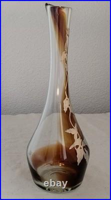 Jean-Claude NOVARO Vase Verre Soufflé BIOT Vintage Décor Argent Signé Art Glass