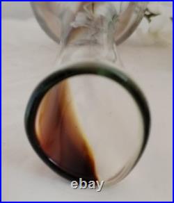 Jean-Claude NOVARO Vase Verre Soufflé BIOT Vintage Décor Argent Signé Art Glass