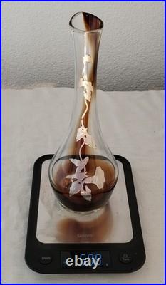 Jean-Claude NOVARO Vase Verre Soufflé BIOT Vintage Décor Argent Signé Art Glass