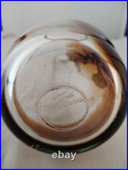 Jean-Claude NOVARO Vase Verre Soufflé BIOT Vintage Décor Argent Signé Art Glass