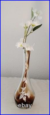 Jean-Claude NOVARO Vase Verre Soufflé BIOT Vintage Décor Argent Signé Art Glass