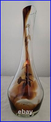 Jean-Claude NOVARO Vase Verre Soufflé BIOT Vintage Décor Argent Signé Art Glass