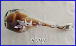 Jean-Claude NOVARO Vase Verre Soufflé BIOT Vintage Décor Argent Signé Art Glass