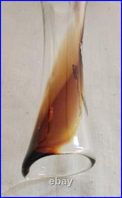 Jean-Claude NOVARO Vase Verre Soufflé BIOT Vintage Décor Argent Signé Art Glass