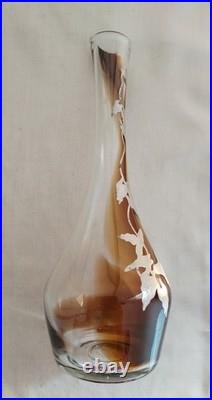 Jean-Claude NOVARO Vase Verre Soufflé BIOT Vintage Décor Argent Signé Art Glass