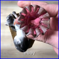 Joli Petit Vase Tulipier Soliflore XIXème Chien Porcelaine Biscuit Collection