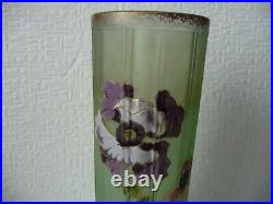 Joli Vase Rouleau Decor Floral Emaille Legras Modele Boreal H 31 CM