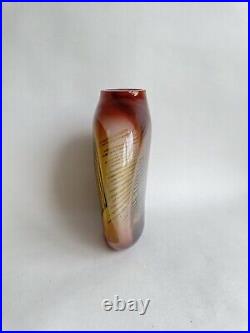 Joli Vase Vintage verre multicolore multicouche signé Nicolas Morin 1987 design