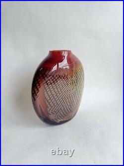 Joli Vase Vintage verre multicolore multicouche signé Nicolas Morin 1987 design