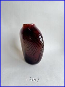 Joli Vase Vintage verre multicolore multicouche signé Nicolas Morin 1987 design