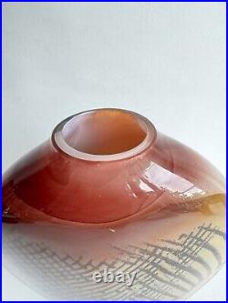 Joli Vase Vintage verre multicolore multicouche signé Nicolas Morin 1987 design