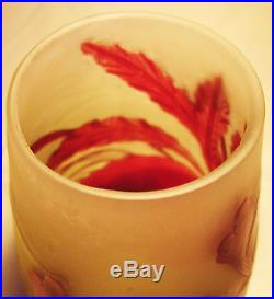 Joli vase Galle, rare decor aux algues rouges, era daum muller