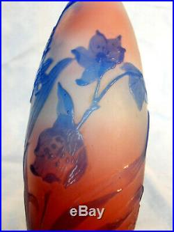 Joli vase soliflore Galle, rares couleurs, era daum schneider 1900, NO COPY