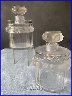 LALIQUE France. Paire De Flacons à parfums. Modèle ROBINSON. Cristal